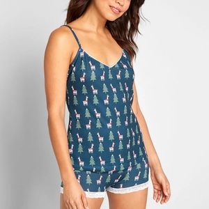 Teal Llamas Trees Rest Assured Pajamas
